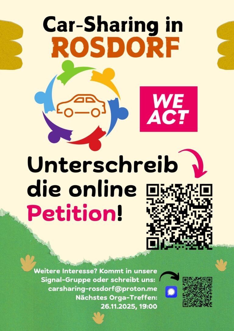 Wir unterstützen die Initiative und Petition für ein Carsharing in Rosdorf
